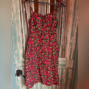 Betsy Johnson Vintage Floral Black and Red Dress